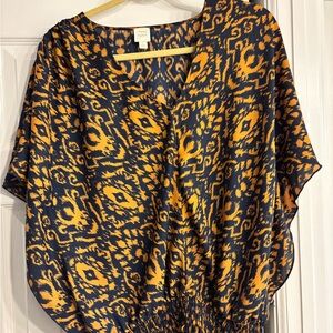 Roan + Ryan Navy and Gold Patterned Women's Top- University of Michigan colors